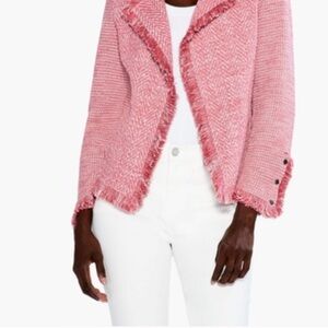 NIC+ZOE Fringe Mix Knitt Sweater Lady Jacket Pink and White  Size SP
